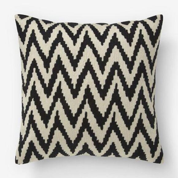 West Elm Chevron Crewel Pillow Cover Iron 20" x 20" 100% Cotton Set of 2 - Picture 1 of 6